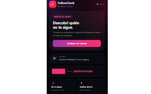 FollowCheck :: Detecta qué usuarios no te siguen de vuelta en Instagram.