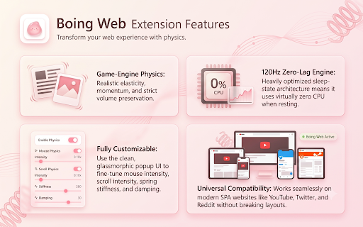 Boing Web - Bouncy physics on any page :: Adds organic, game-style bouncy physics to web elements.