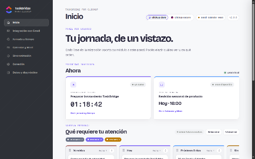 TaskBridge for ClickUp :: Integra Gmail, Google Calendar y Meet con tareas y seguimiento de tiempo en ClickUp