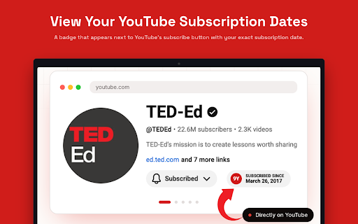 Subscribed Since - YouTube Subscription Dates :: See exactly when you subscribed to any YouTube channel directly on channel pages.