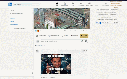 TBHX :: TBHX ist eine Chrome-Erweiterung, die mehr Reaktionsmöglichkeiten zu Ihrem LinkedIn-Profil hinzufügt.