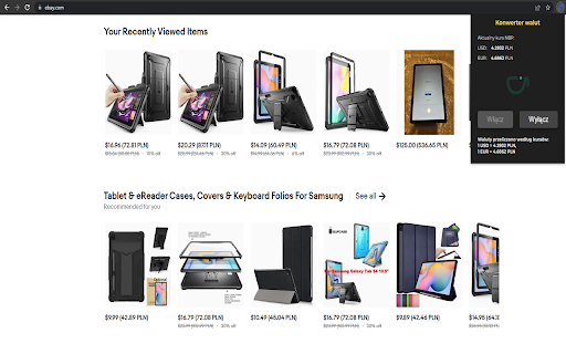 Real Time Currency Converter :: Rozszerzenie przeliczające na żywo kursy walut na każdej stronie.