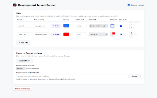 Development Tenant Banner :: Shows a banner identifying which Development tenant - or any other environment you define - you're currently viewing.