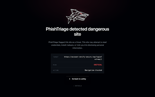 PhishTriage :: AI-powered phishing triage. Analyze suspicious emails and web pages instantly.