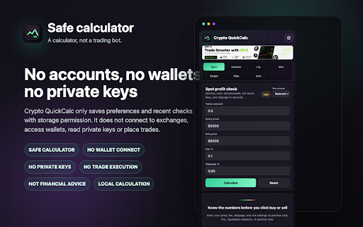 Crypto QuickCalc - PnL & Fees :: Crypto calculator for fees, PnL, liquidation estimates, position sizing, trade planning, and DCA cost checks.