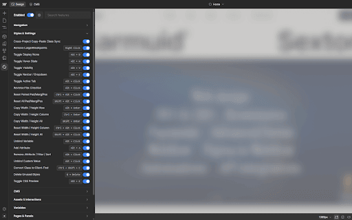 OhFlow: Webflow Shortcuts & Tools :: Adds workflow shortcuts, CMS tools, publishing helpers, and interface cleanup for Webflow.