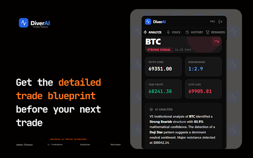 Diver AI Companion :: Real-time AI chart analysis overlay for TradingView, Yahoo Finance, CoinGecko, and Robinhood.