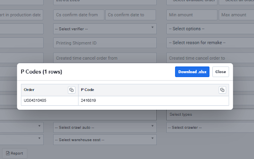 Printerval Order Code Exporter :: Preview, copy, and export product codes from selected Printerval orders.