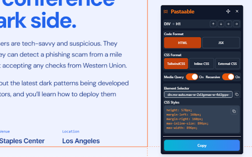 pastaable :: Copy Paste Tailwind Code from your favorite website with Pastaable