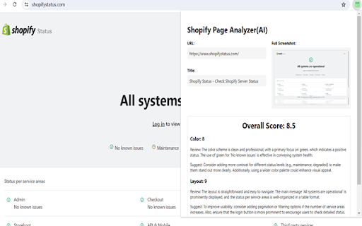 Shopify Page Analyzer(AI) :: Analyze Shopify store web pages, and let AI provide optimization suggestions for color schemes and layouts.