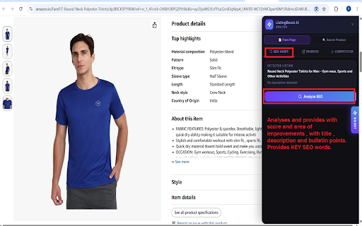 Ecommerce AI SEO Booster :: AI SEO optimizer by Raindrop AI Builder. Boost Amazon, eBay, Shopify & Etsy listings with keywords, rewrites & analysis.