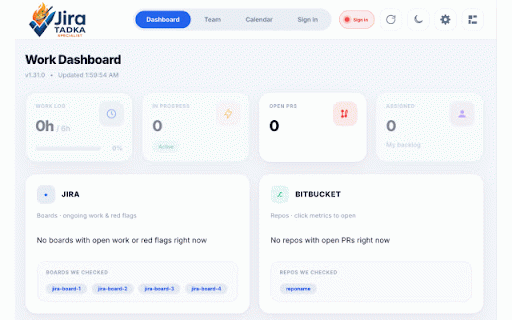 Jira & Bitbucket - Worklog Dashboard :: Track Jira Working hours, Bitbucket PRs & DX metrics. inbuild AI features to ask questions. Calendar, team & API keys.