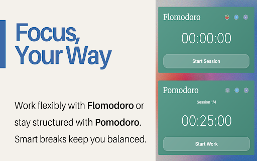 Flomato: Adaptive Focus Timer for Deep Work :: A flexible focus timer with Flomodoro and Pomodoro modes. Stay productive, track sessions, and take adaptive breaks.