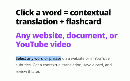 Helgio :: Translate words and phrases in context while reading websites, documents, and YouTube subtitles.