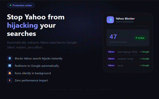 Yahoo Search engine blocker :: Intercepts Yahoo search queries and redirects them to your preferred search engine.
