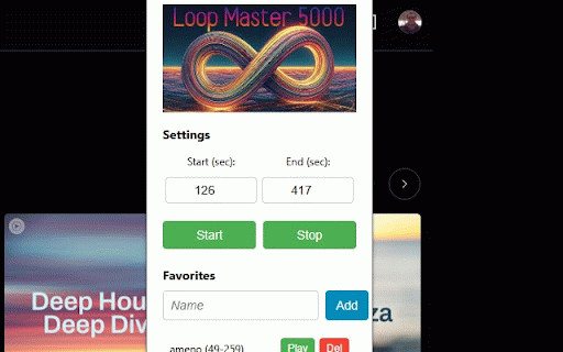 Loop Master 5000 :: Creates loops on YouTube Music by setting start and end points. Ideal for deep focus, study, helpful for ADHD and hyperfocus.