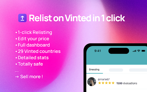 Vinted Relist & Boost | Relisted :: Relist your Vinted items in one click. Boost your sales by republishing your listings to the top of the feed.