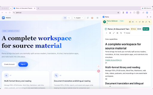 Pemo Web Clipper :: Clip web pages, highlights, screenshots, Markdown files, and video files to your Pemo workspace.