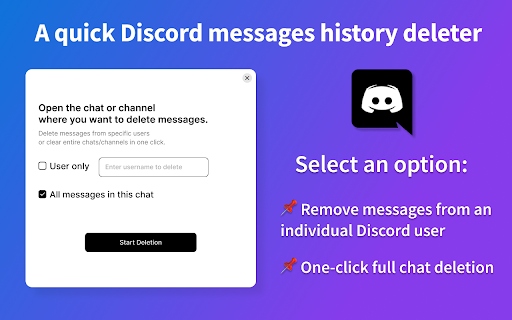 UnDiscord :: Try the UnDiscord extension to delete all messages in Discord. A quick Discord messages
history deleter.