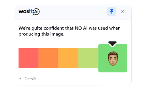 WasItAI :: This extension connects to your WasItAI account and lets you analyze images you encounter while browsing.