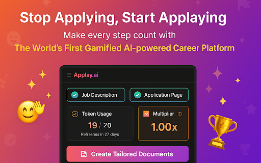 Applay.ai : AI resumes, Autofill job applications, & Career Insights :: Make Every Application Count with our Gamified AI Professional Development Platform