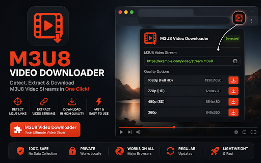 M3U8 & MP4 Video Link Detector :: Detects .m3u8 (HLS), .mpd (DASH) and direct .mp4, .webm and .mov links on any page and sends them to Coders Hub to play or download.