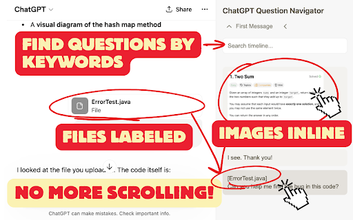 AI Chatbox Question Navigator (Claude + ChatGPT, more platforms coming) :: Improve learning experience when using ChatGPT and Claude with question navigation
