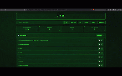 JSner - Endpoint Extractor :: Advanced endpoint scanner with verification. Extract and test API endpoints, GraphQL queries, and more from any website.