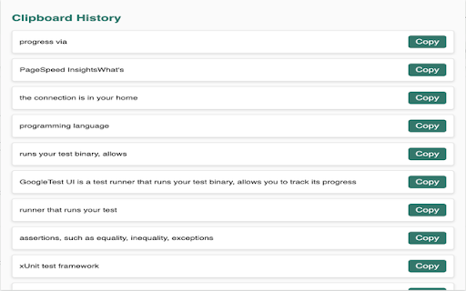 Clipboard History Manager :: Clipboard History Manager is a must-have productivity extension for anyone who frequently uses the copy and paste functions.