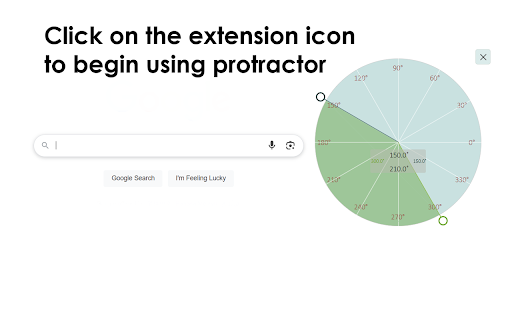 Protractor for Google Chrome :: Overlay protractor tool for measuring angles on any webpage.