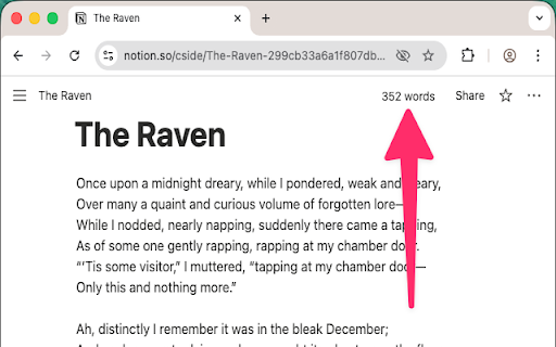 Notion Word Counter :: Show the total word count in Notion pages