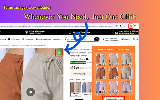 Temu Image and Video Downloader :: Quickly download pictures and videos from Temu's product details page, supporting batch saving.