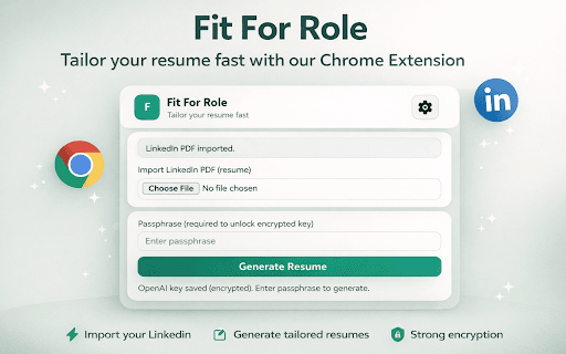 Fit For Role Resume Generator :: ATS-friendly, role-tailored resumes from your master resume PDF and pasted job descriptions.