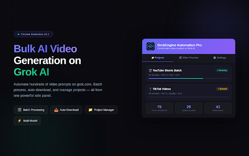 GrokEngine - Grok Automation :: Automate bulk tasks and prompt sequences on Grok AI.