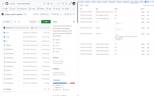 CustomEvent Catcher :: Captures CustomEvent dispatches on pages and logs details.