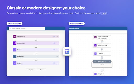 Power Automate UI Switcher :: Classic or modern Power Automate designer. In classic: a larger expression editor, action search and a list of all runs to filter.