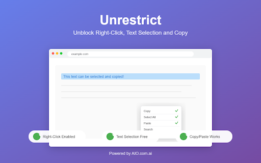 Unrestrict :: Unblock right-click, text selection and copy on any website