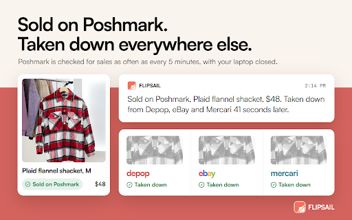 FLIPSAIL: Crosslist, Auto-Delist & Automation for Resellers :: Crosslist, auto-delist, automate sharing, offers and repricing, and track profit after fees. Auto-delist is free on 2 stores.