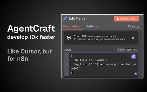 AgentCraft - n8n AI Workflow Builder :: AI for n8n: AgentCraft Copilot | Debug, Generate & Fix Workflows 10x Faster
Debug n8n workflows, generate JavaScript code, and fix…