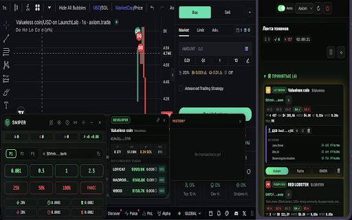 Sniper :: Fast token trading with developer analytics and history insights