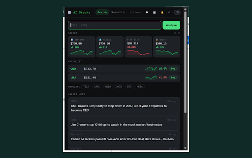 AI Stock Analyzer :: AI-powered stock & crypto analyzer. Real-time prices, charts, portfolio tracker, alerts. Free, no API keys needed.