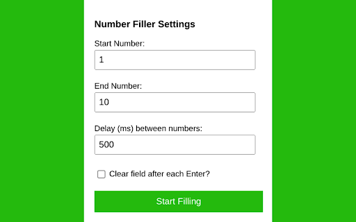 Number Filler :: Select an input field via the right-click context menu and fill it with a sequence of numbers.