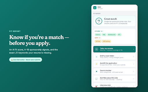 AgentHire – AI Resume Tailor :: Zero-fabrication AI resume tailor + autofill for job seekers. Fills applications on every major ATS. Never auto-submits.