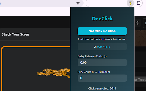 OneClick – Auto Clicker for Chrome :: OneClick – Auto Clicker for Chrome is a simple tool to automate mouse clicks with custom intervals and click amounts