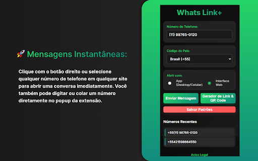 Whats Link+: WA Mensagem Direta Fácil e QR Code :: A forma mais rápida de iniciar conversas no WhatsApp. Envie mensagens, crie links e gere QR codes