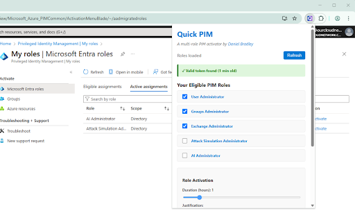 QuickPIM :: Quickly view, select and activate multiple PIM roles at once.