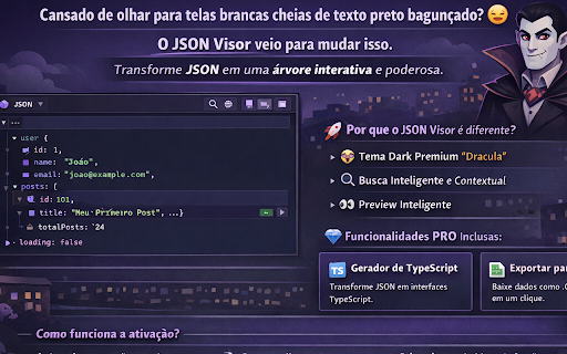 JSON Visor PRO :: Visualizador de JSON bonito com temas e ferramentas para desenvolvedores.
