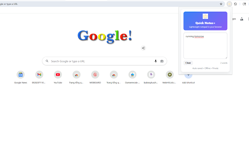 Quick Notes :: Take quick notes in a clean, modern popup. Notes are auto-saved and stored locally.
