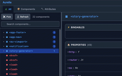 Aurelia Inspector :: Chrome DevTools extension for inspecting Aurelia v1 and v2 applications.