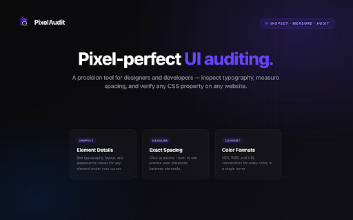 PixelAudit :: High-precision UI design auditing and spacing measurement tool.